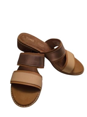 TOMS Women's Two-Tone Brown & Beige Slide Sandals W7 NwoB